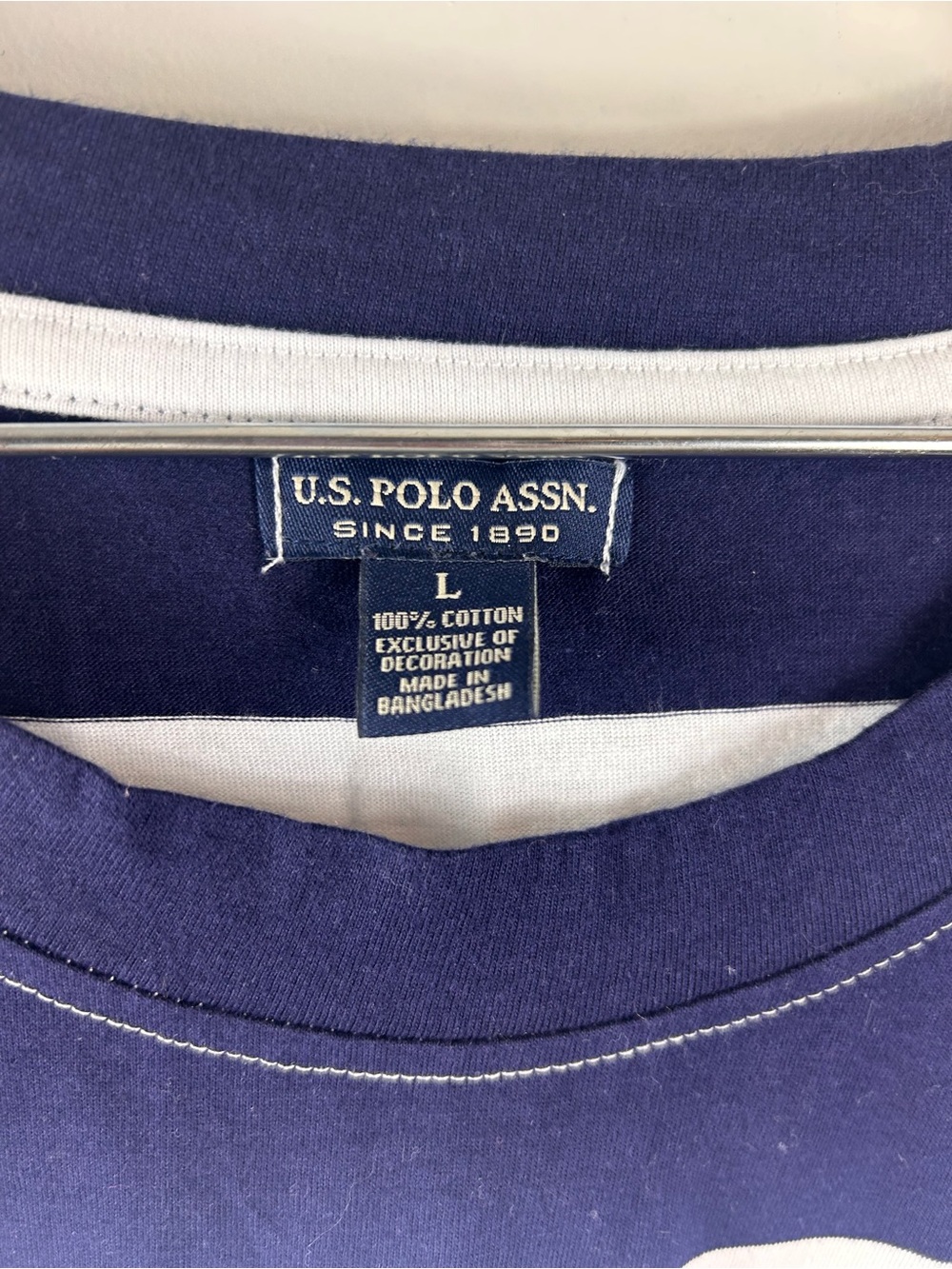 U.S. Polo ASSN Navy & White Striped Long Sleeve Tee - Picture 3 of 6